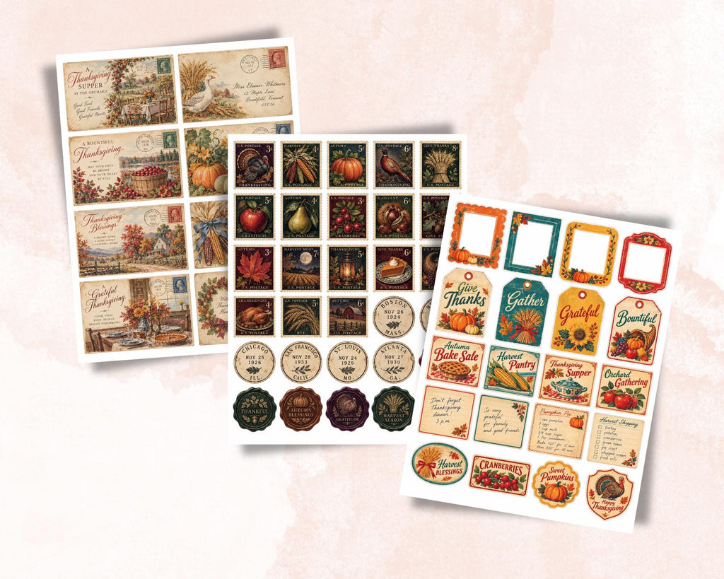 Thanksgiving Ephemera Pack – 161 Printable Harvest Pieces for Junk Journal