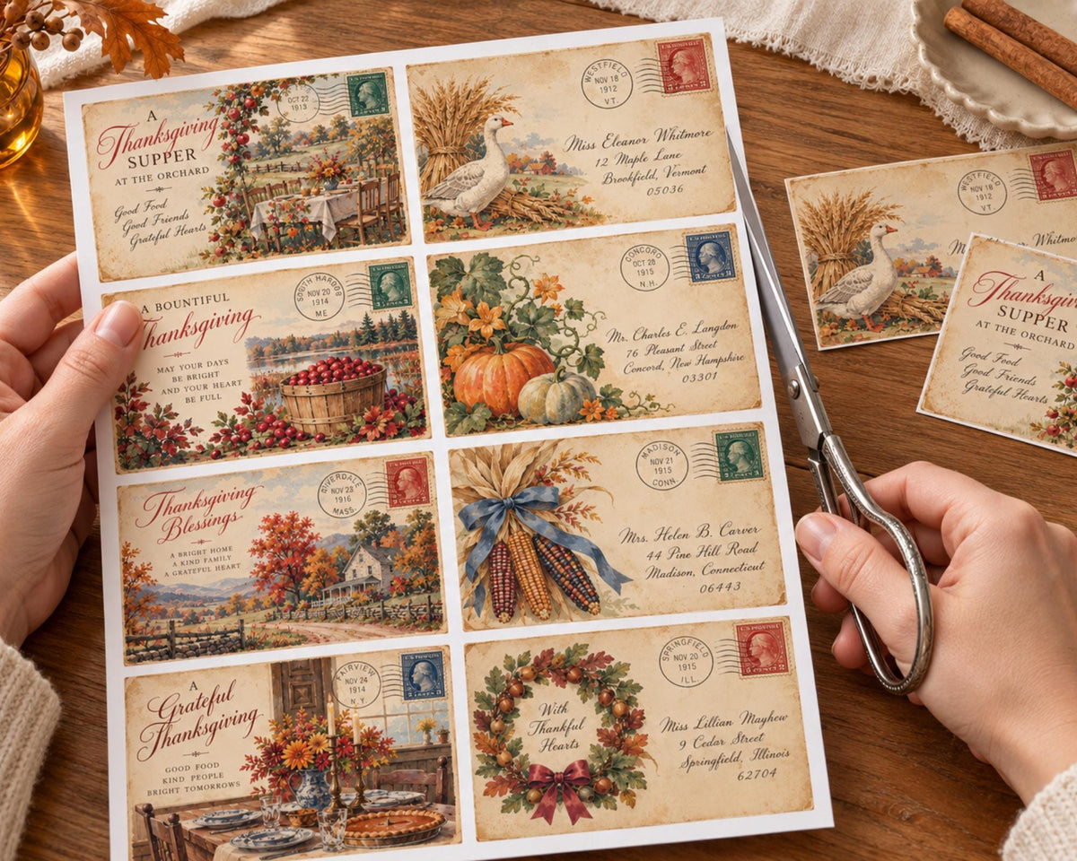 Thanksgiving Ephemera Pack – 161 Printable Harvest Pieces for Junk Journal