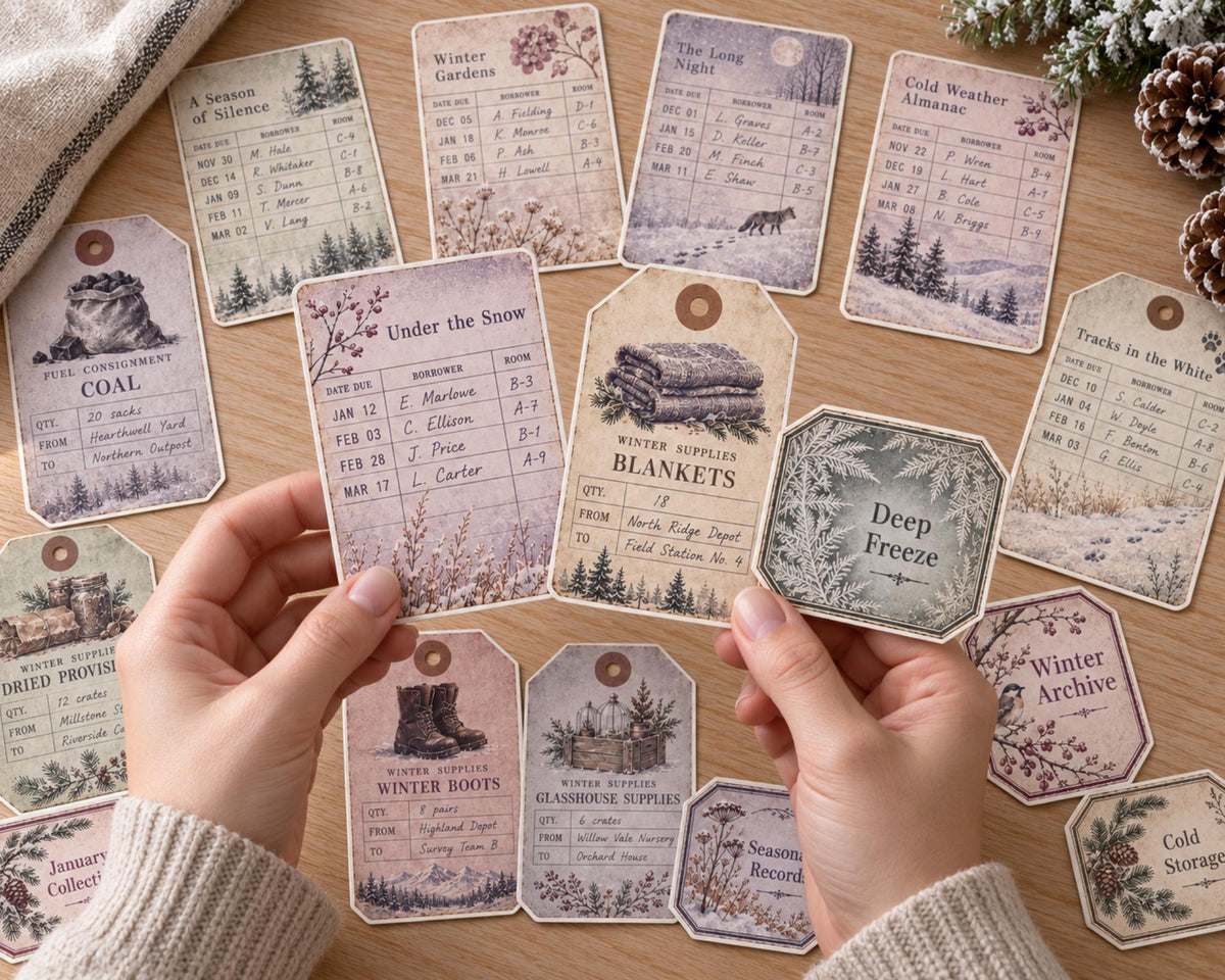 Winter Ephemera Pack – 161 Printable Vintage Snowy Pieces for Junk Journal