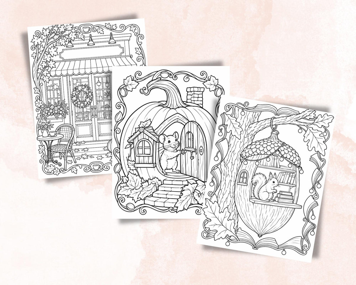 Autumn Houses Coloring Pages 7