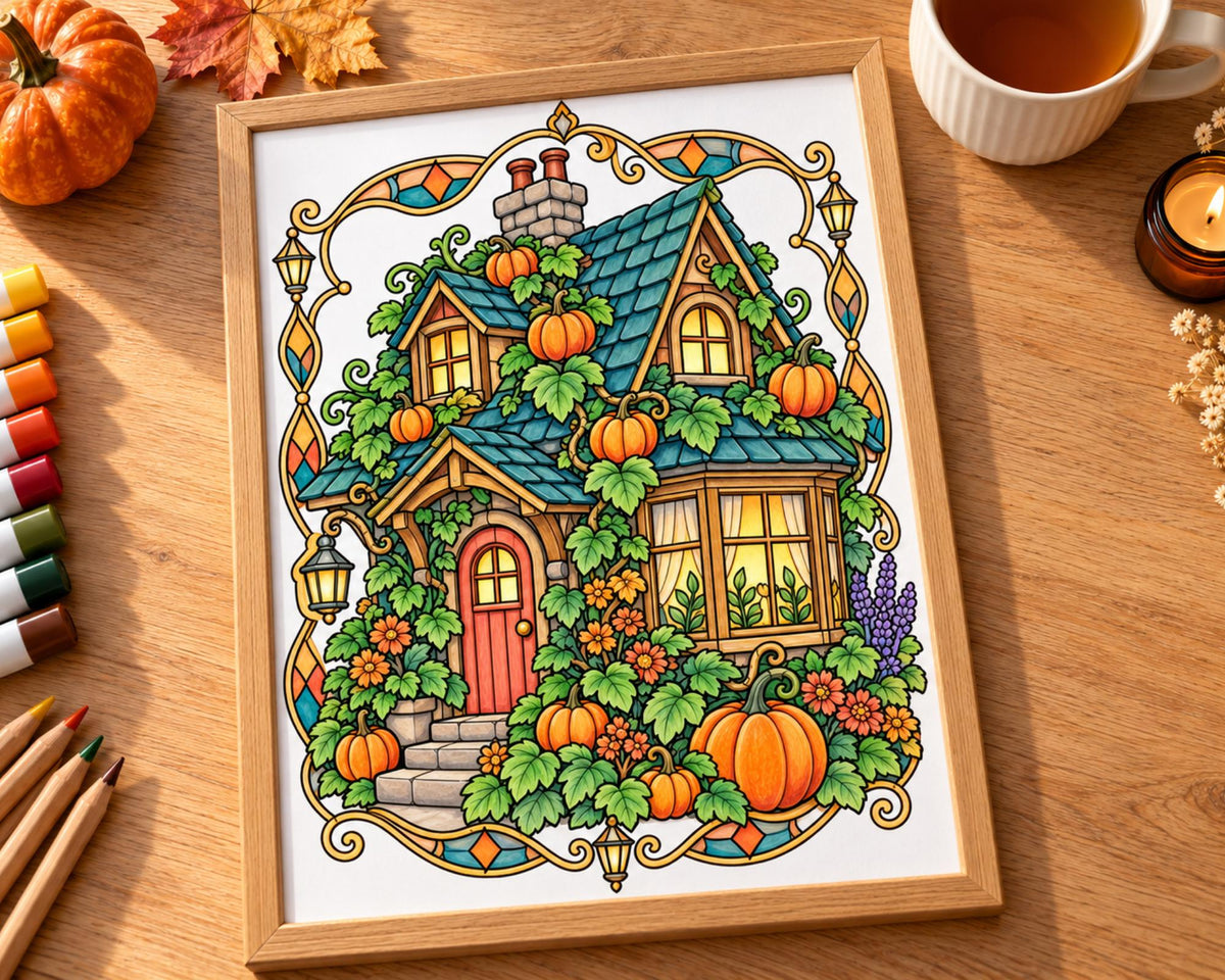 Autumn Houses Coloring Pages 5