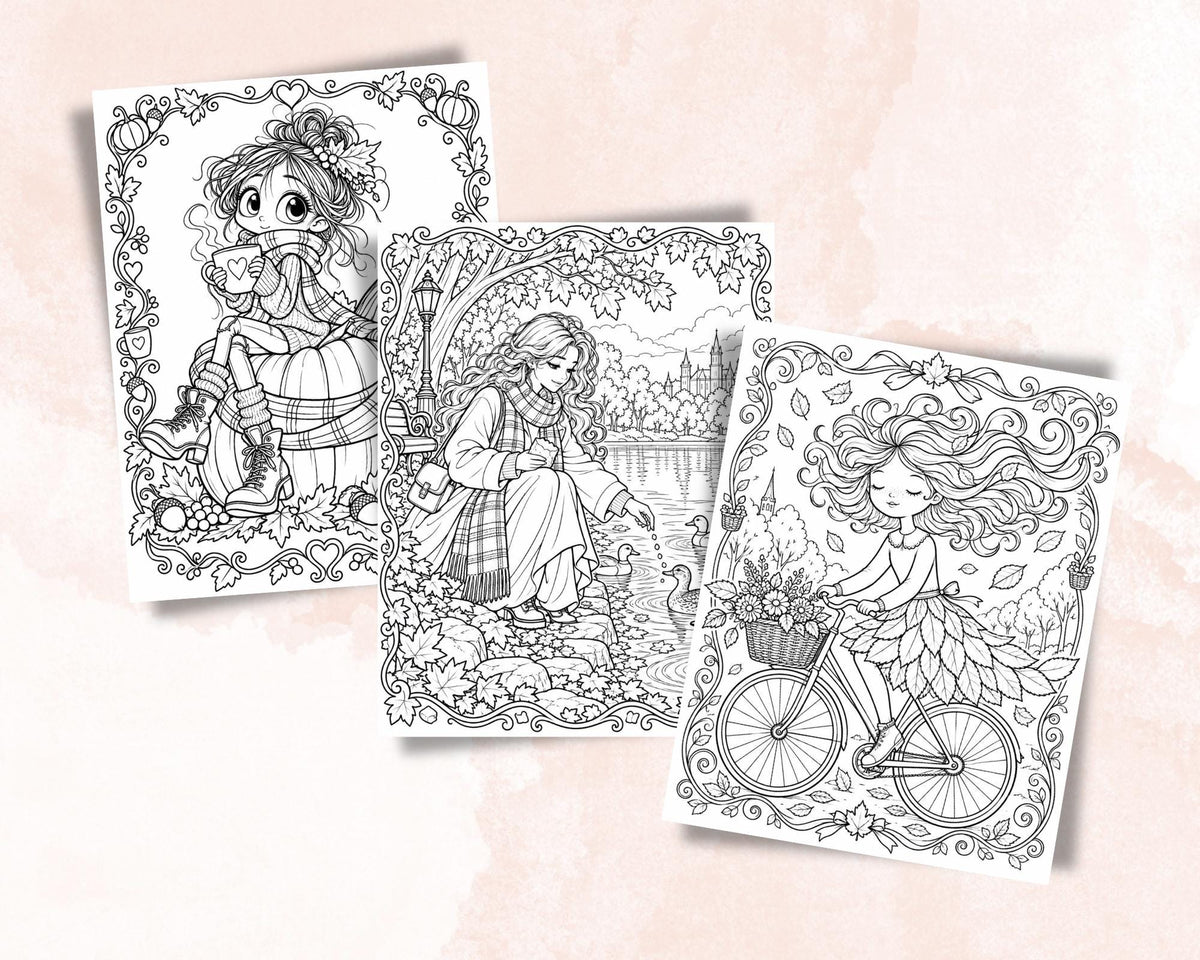Autumn Girls Coloring Pages 7