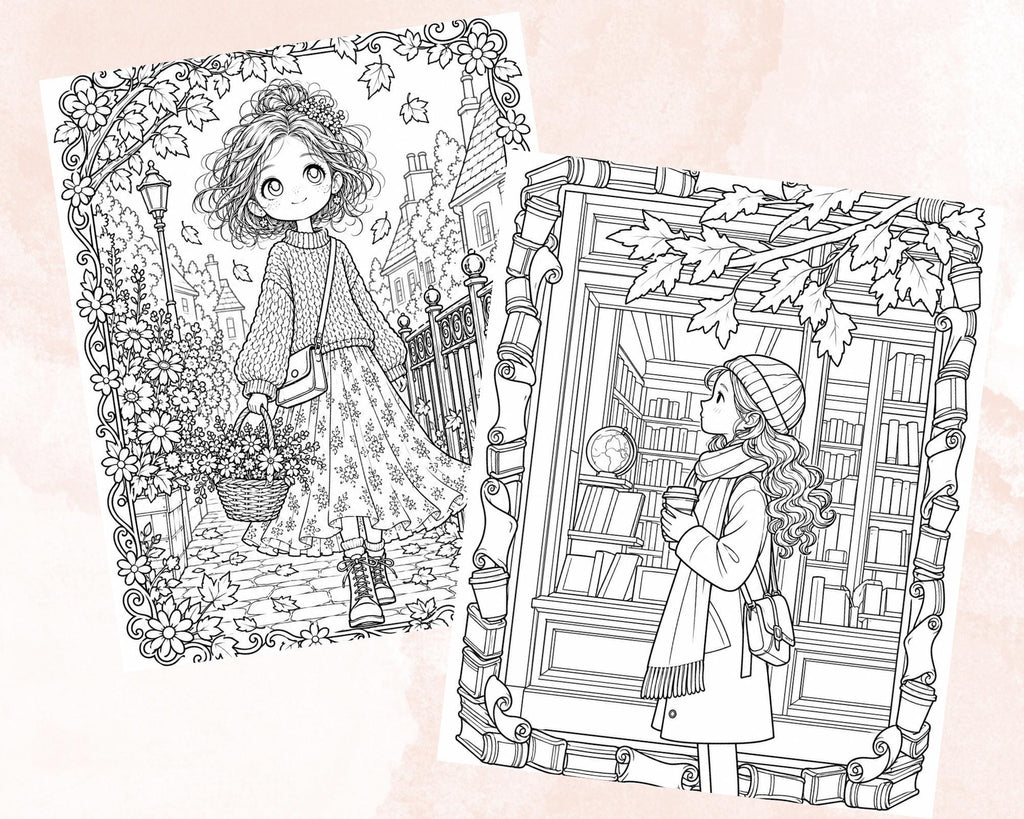 Autumn Girls Coloring Pages 8