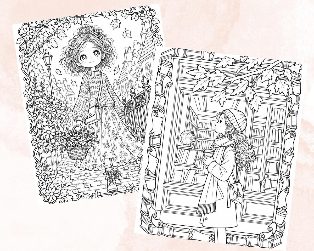 Autumn Girls Coloring Pages 8