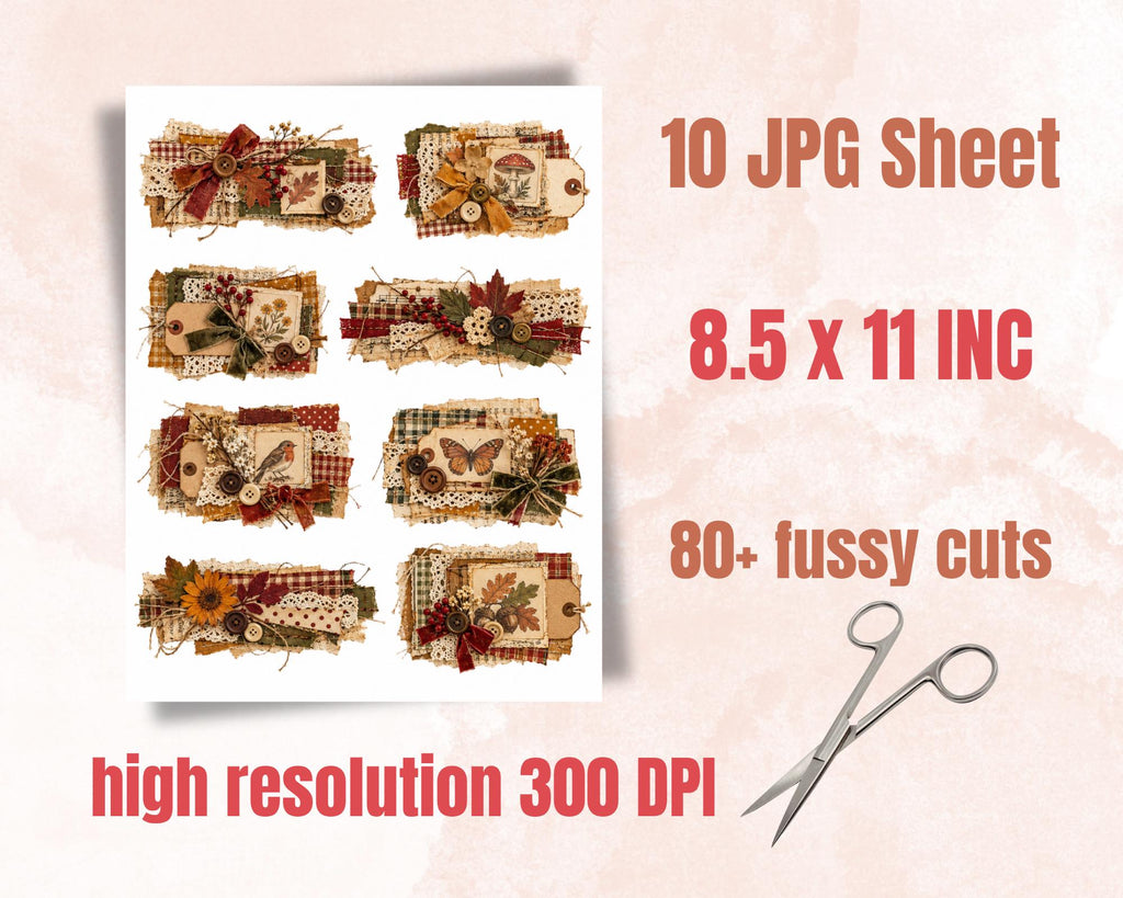 Autumn Ephemera Clusters – 80 Printable Fall Fussy Cuts for Junk Journal