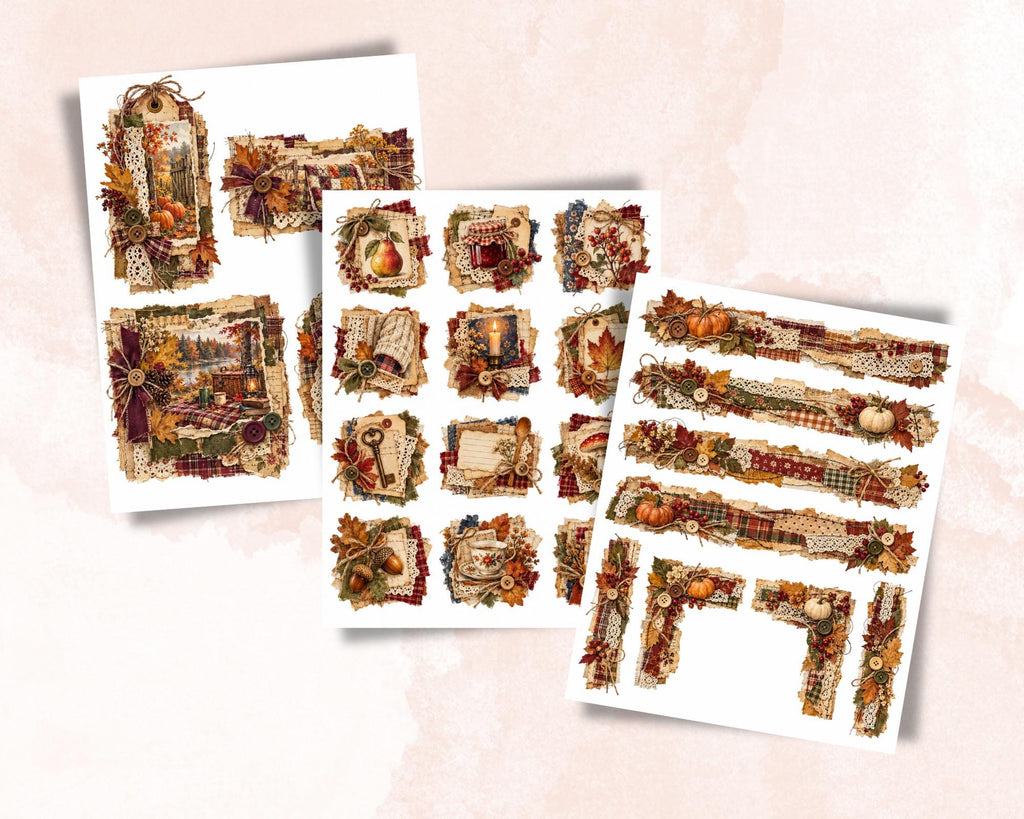 Autumn Ephemera Clusters – 80 Printable Fall Fussy Cuts for Junk Journal