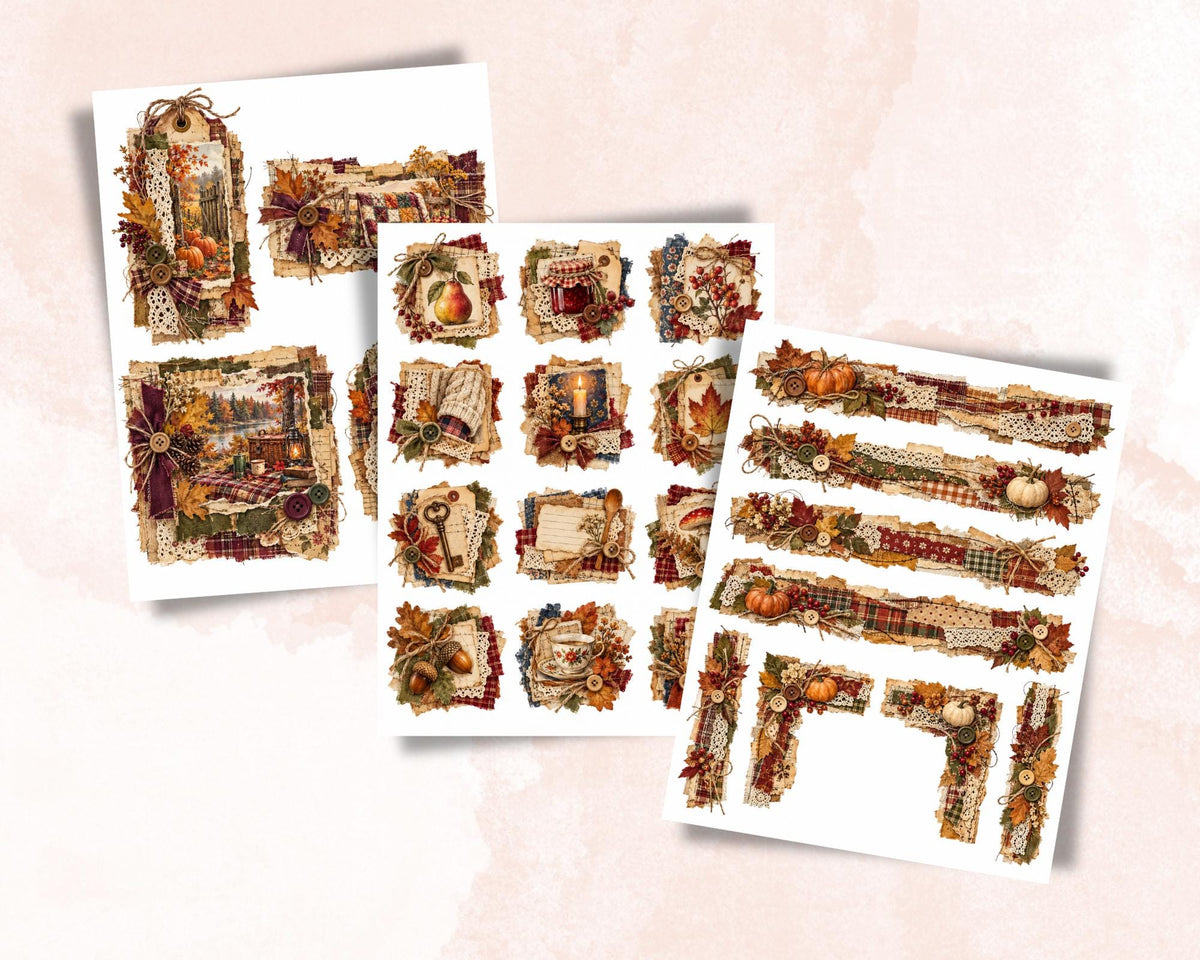 Autumn Ephemera Clusters – 80 Printable Fall Fussy Cuts for Junk Journal
