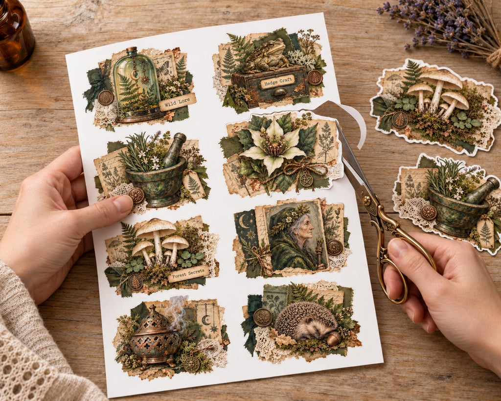 Witchy Ephemera Clusters – 84 Printable Vintage Witch Snippets for Junk Journal