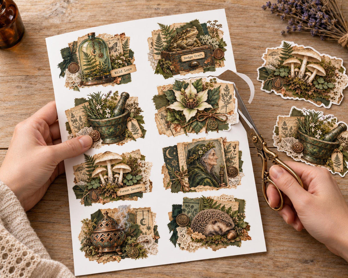 Witchy Ephemera Clusters – 84 Printable Vintage Witch Snippets for Junk Journal