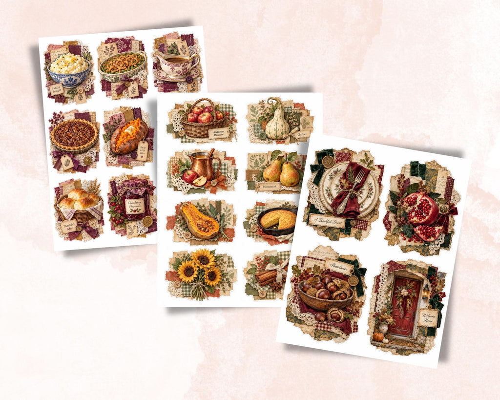 Thanksgiving Ephemera Clusters – 84 Printable Harvest Snippets for Junk Journal