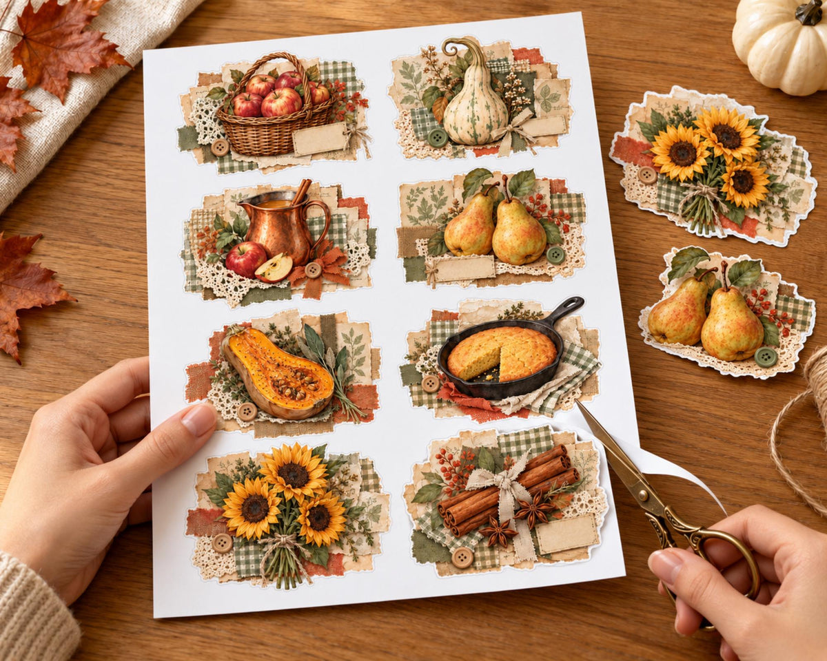 Thanksgiving Ephemera Clusters – 84 Printable Harvest Snippets for Junk Journal