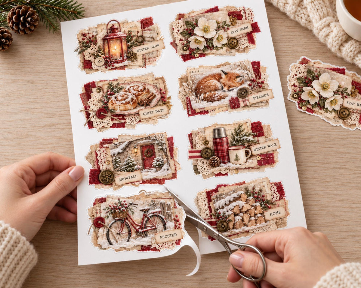 Winter Ephemera Clusters – 84 Printable Snowy Snippets for Junk Journal