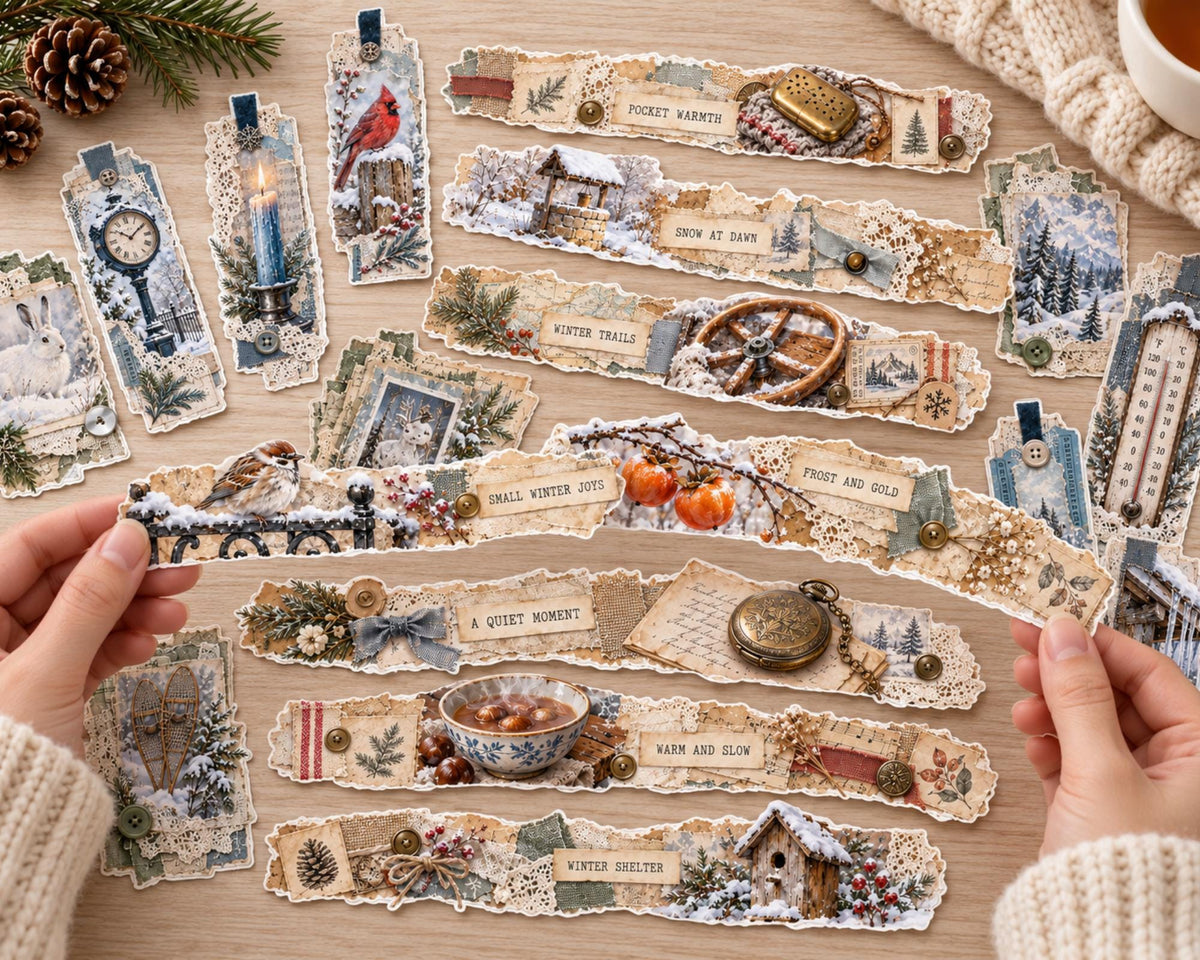 Winter Ephemera Clusters – 84 Printable Snowy Snippets for Junk Journal