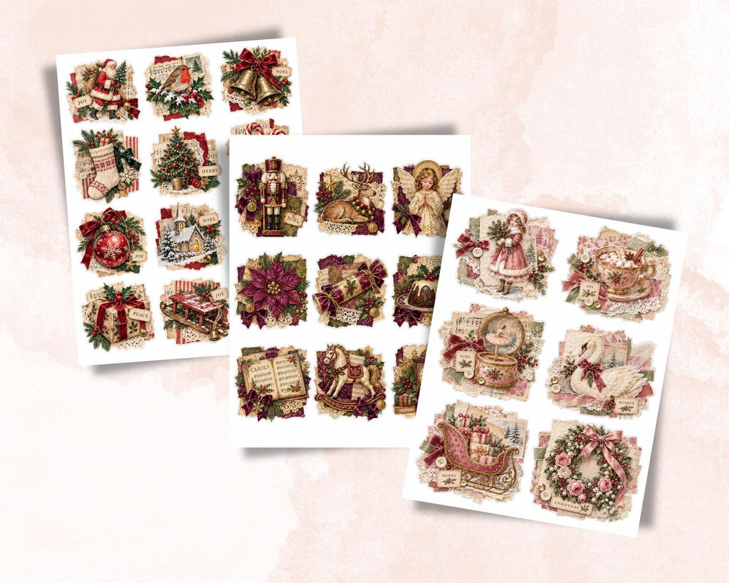 Christmas Ephemera Clusters – 84 Printable Vintage Holiday Snippets for Junk Journal