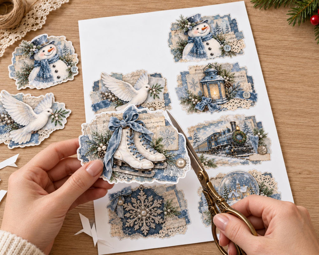 Christmas Ephemera Clusters – 84 Printable Vintage Holiday Snippets for Junk Journal