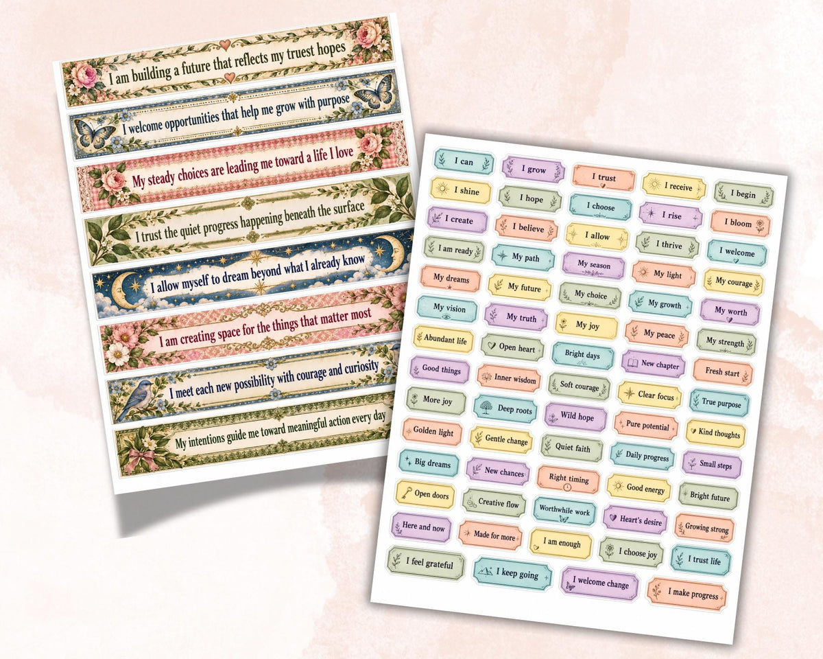Manifestation Phrases – 111 Printable Affirmation Word Strips for Junk Journal