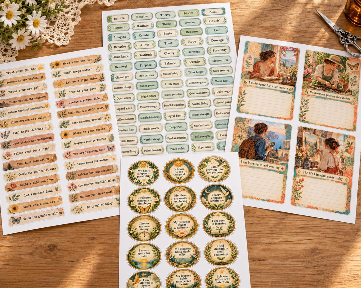 Manifestation Phrases Set 2 – 111 Printable Affirmation Labels for Junk Journal