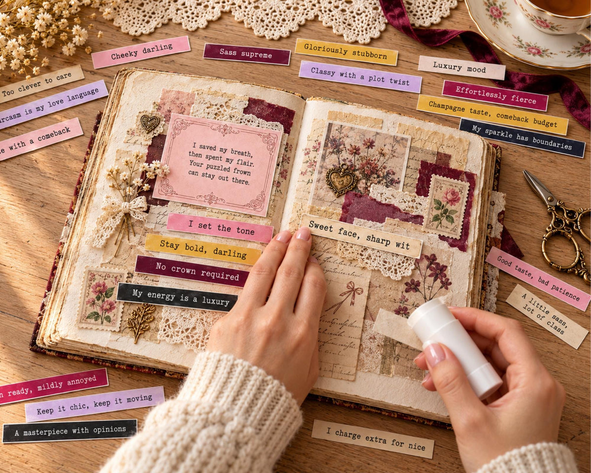 Sassy Phrases for Junk Journal – 350 Printable Funny Word Strips
