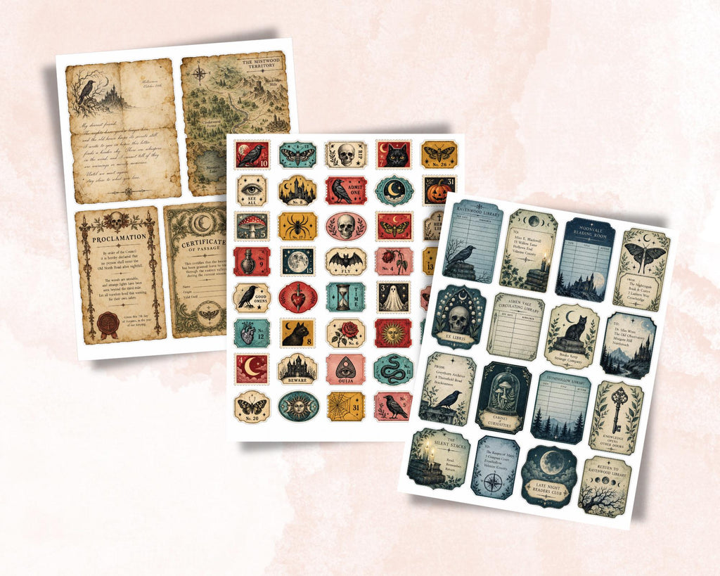 Gothic Ephemera Pack – 161 Printable Spooky Pieces for Junk Journal