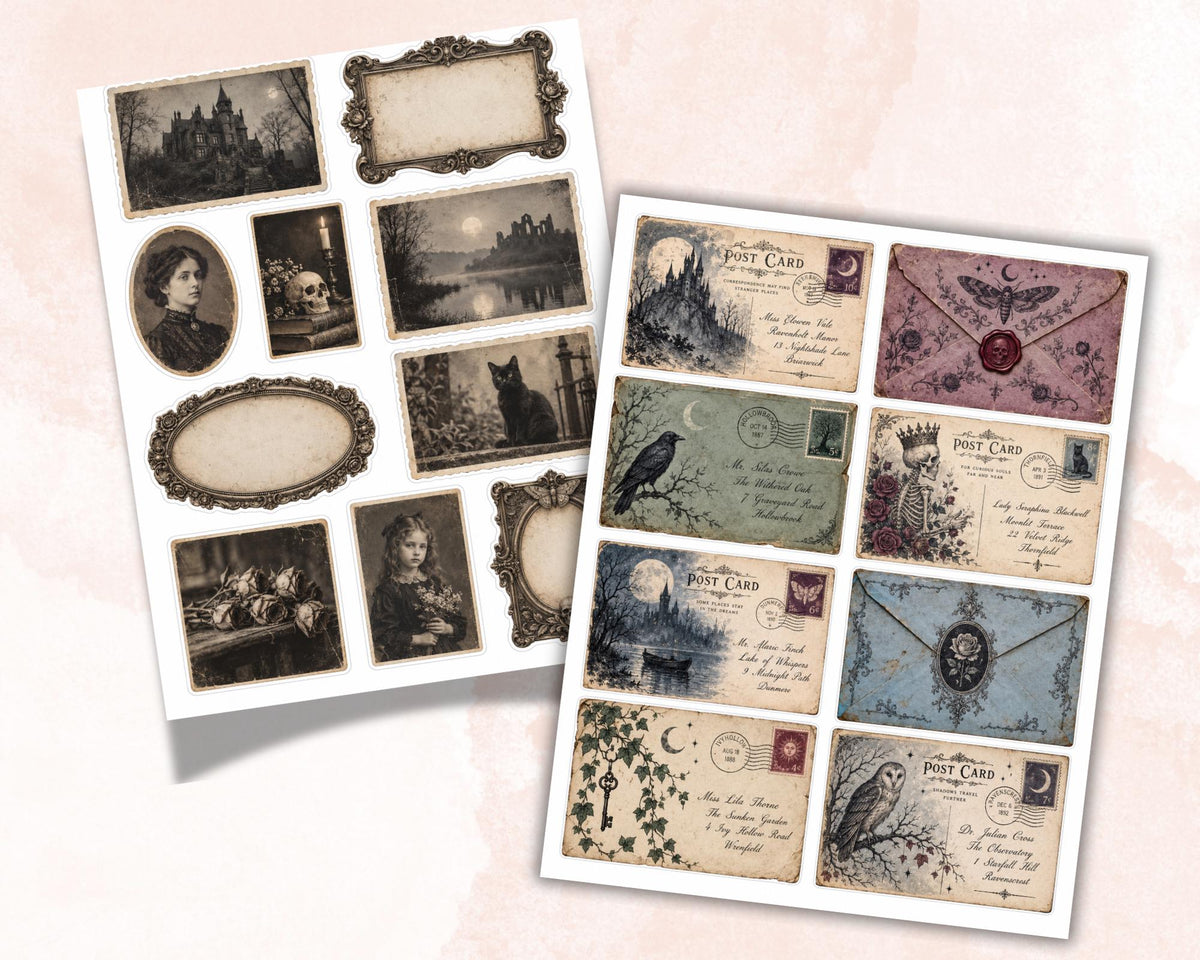 Gothic Ephemera Pack – 161 Printable Spooky Pieces for Junk Journal
