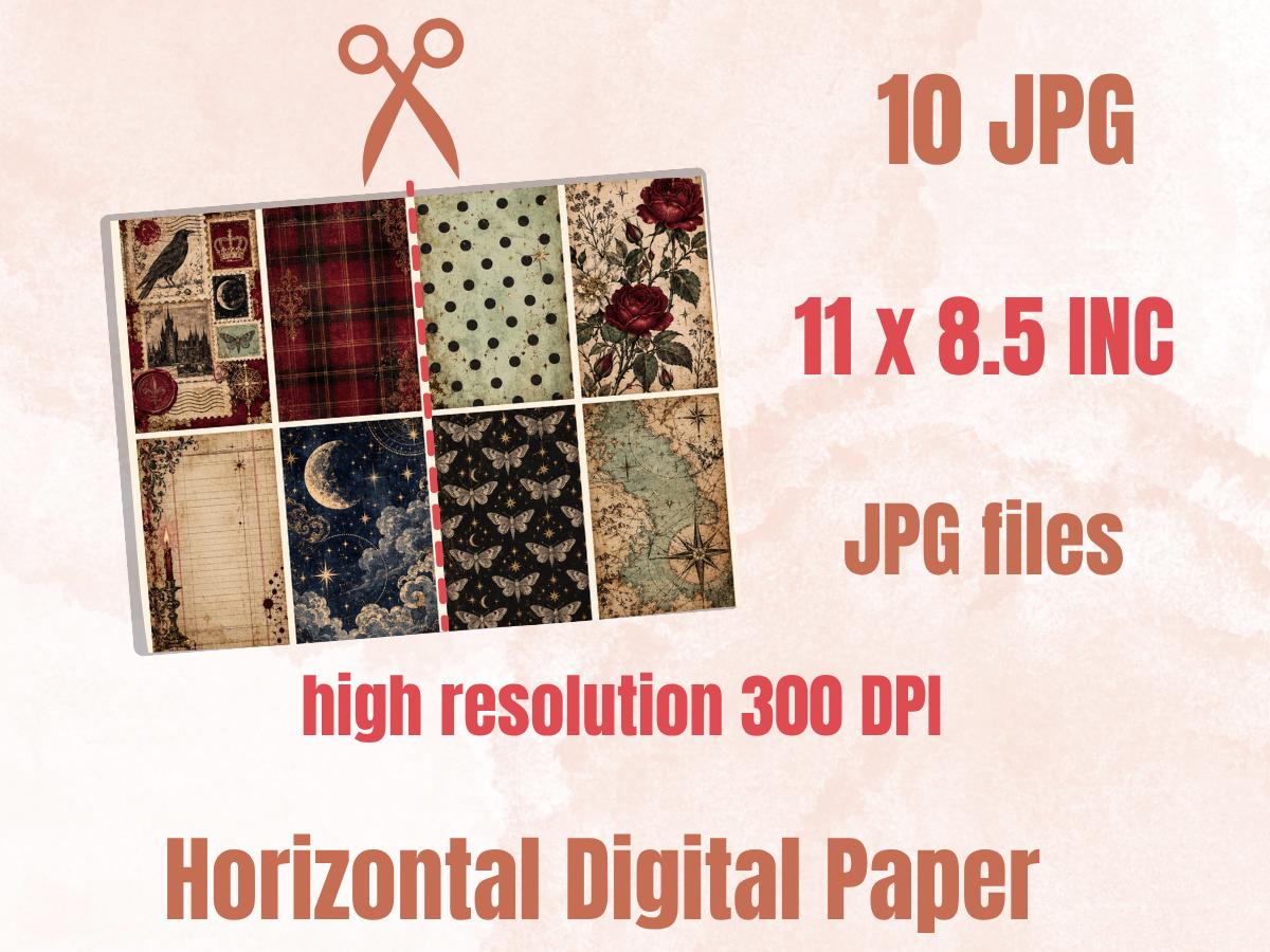 Gothic Junk Journal Pages – Printable Spooky Landscape Spreads