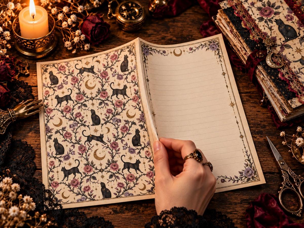 Gothic Junk Journal Pages – Printable Spooky Landscape Spreads