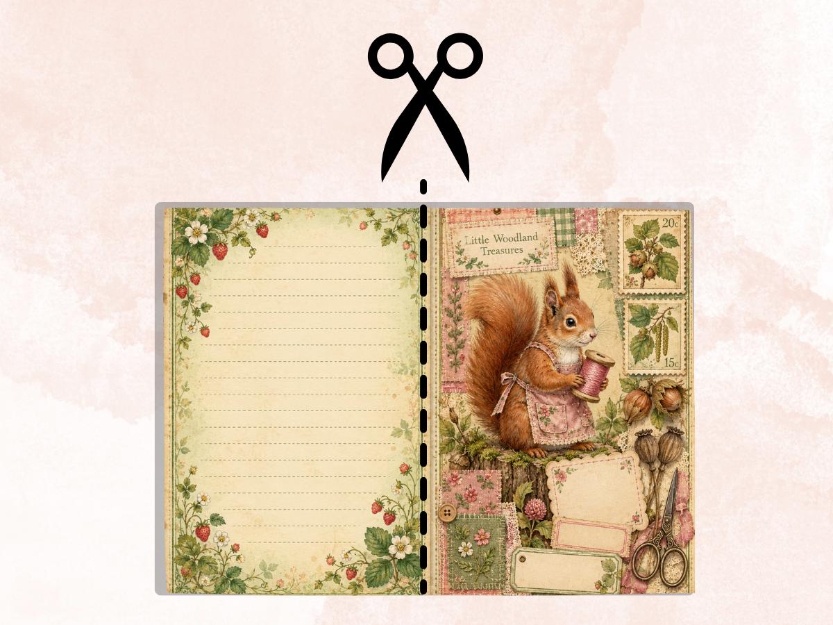 Woodland Junk Journal Pages – Printable Forest Landscape Spreads