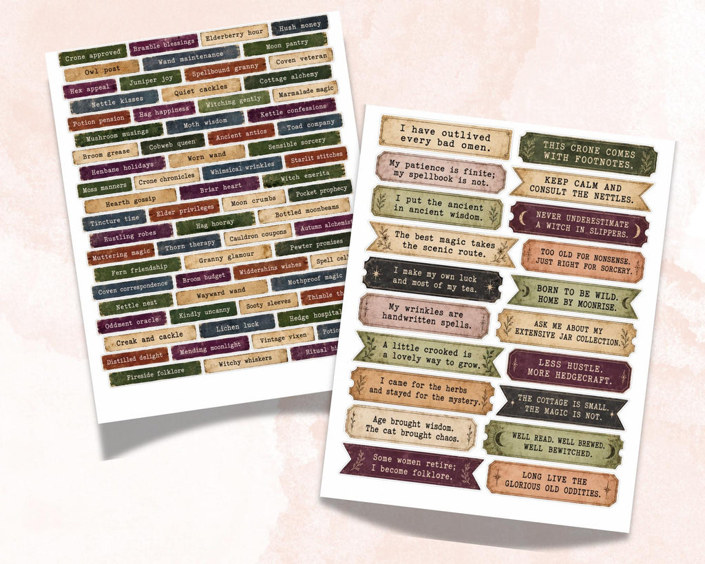 Witchy Phrases for Junk Journal – 350 Printable Vintage Word Strips