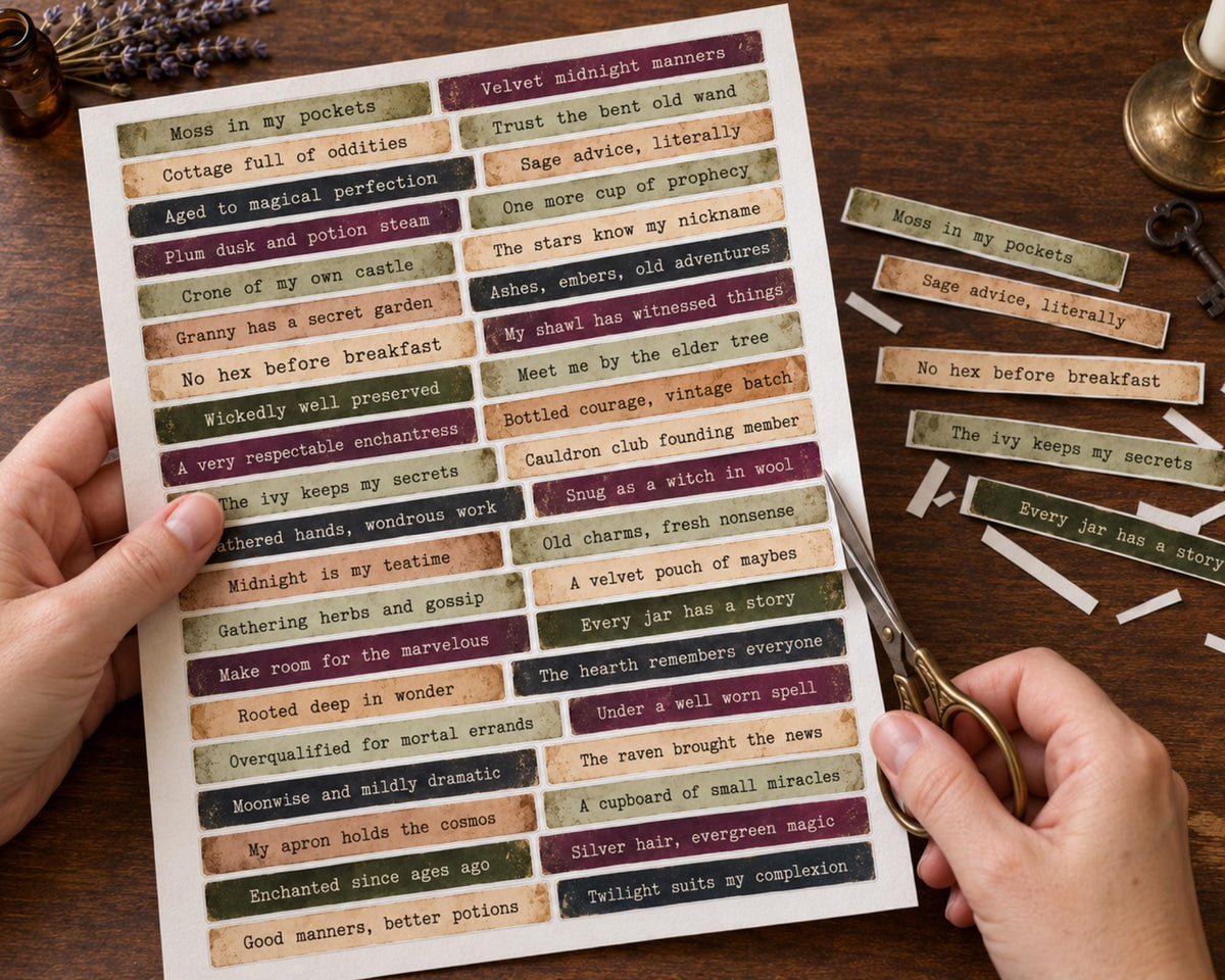 Witchy Phrases for Junk Journal – 350 Printable Vintage Word Strips