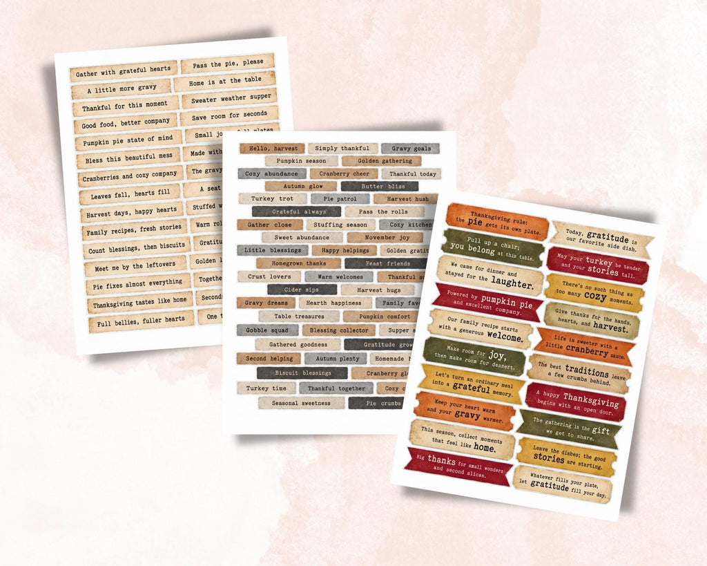 Thanksgiving Phrases for Junk Journal
