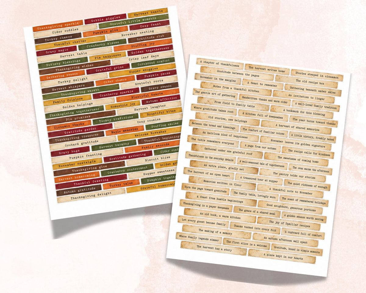 Thanksgiving Phrases for Junk Journal