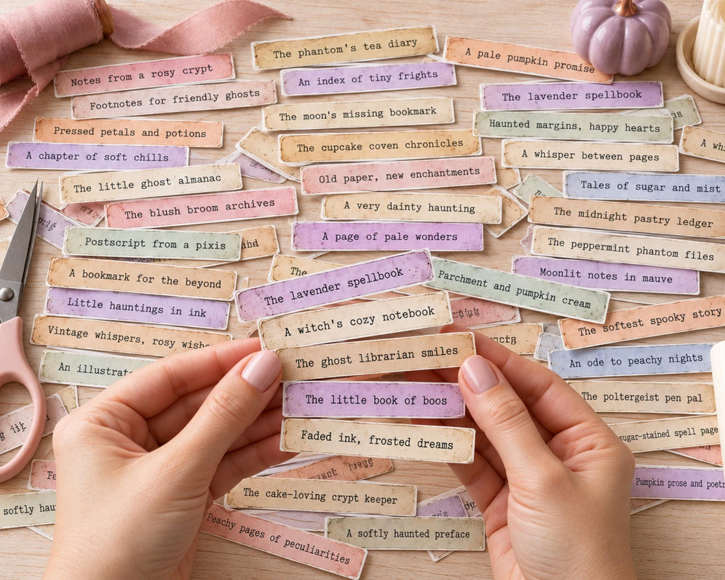 Pastel Halloween Phrases – 350 Printable Spooky Word Strips for Junk Journal
