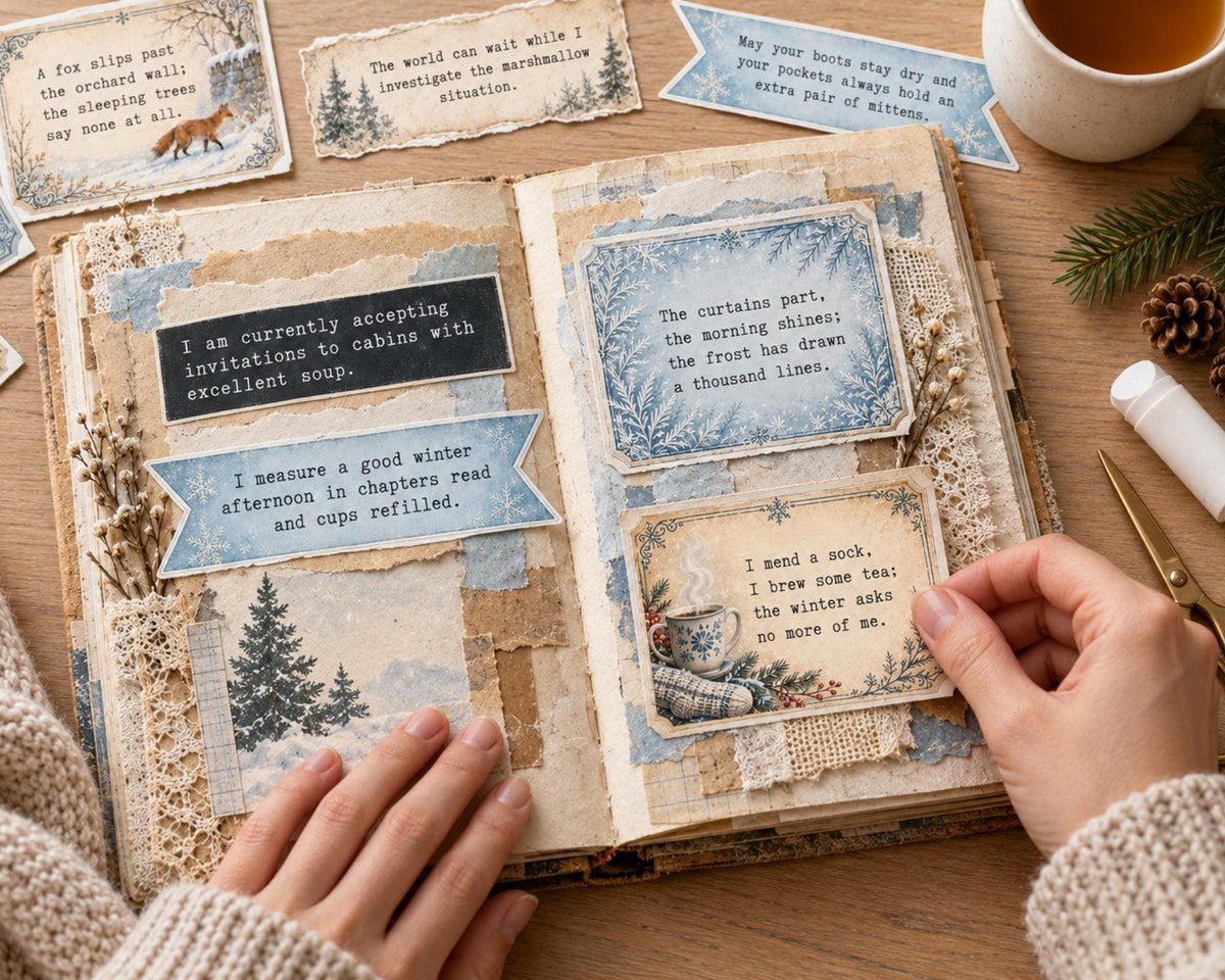 Winter Phrases for Junk Journal – 350 Printable Cozy Word Strips