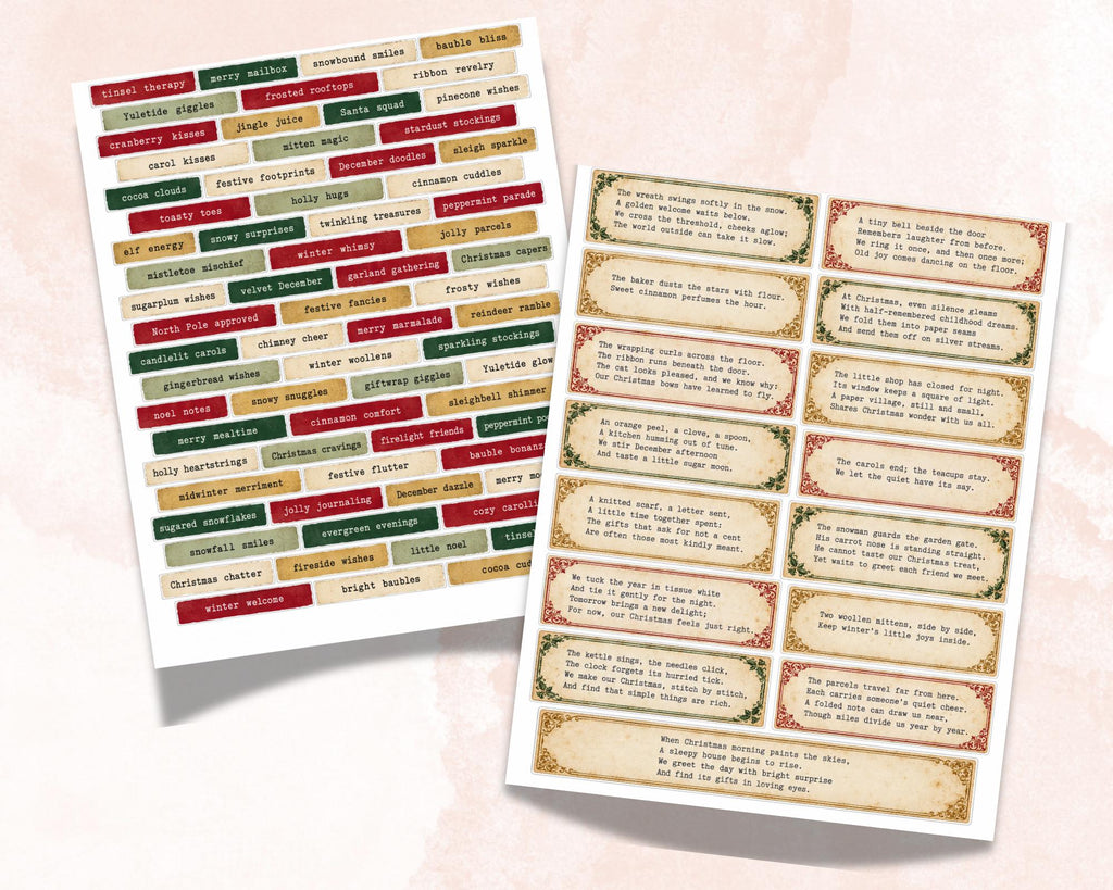 Christmas Phrases for Junk Journal – 350 Printable Holiday Word Strips
