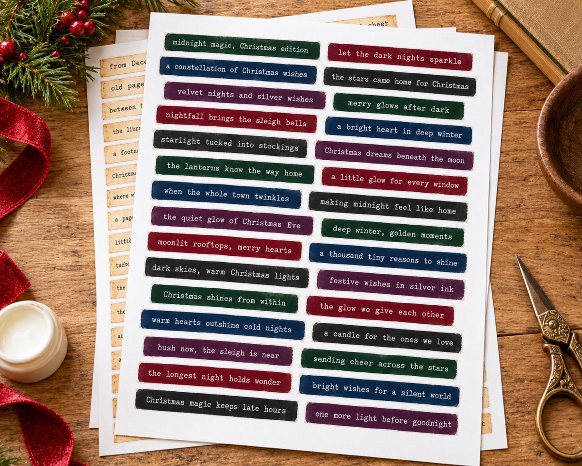 Christmas Phrases for Junk Journal – 350 Printable Holiday Word Strips