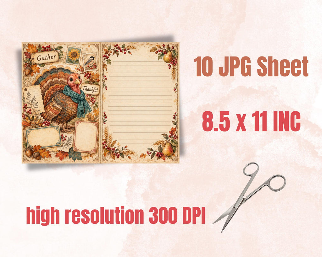 Thanksgiving Junk Journal Pages – Printable Harvest Landscape Spreads