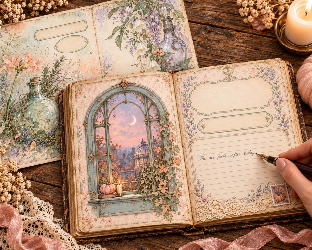 Pastel Halloween Junk Journal Pages