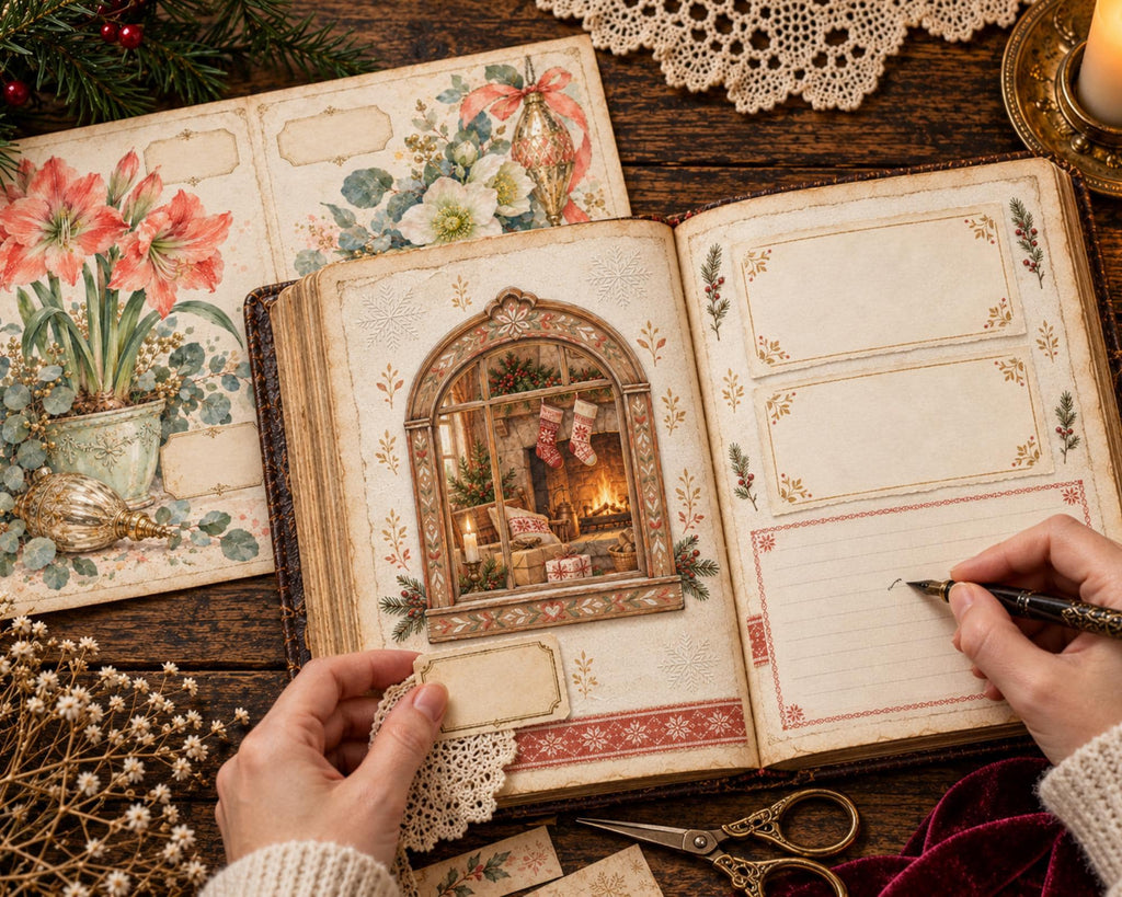Christmas Junk Journal Pages – Printable Vintage Holiday Spreads