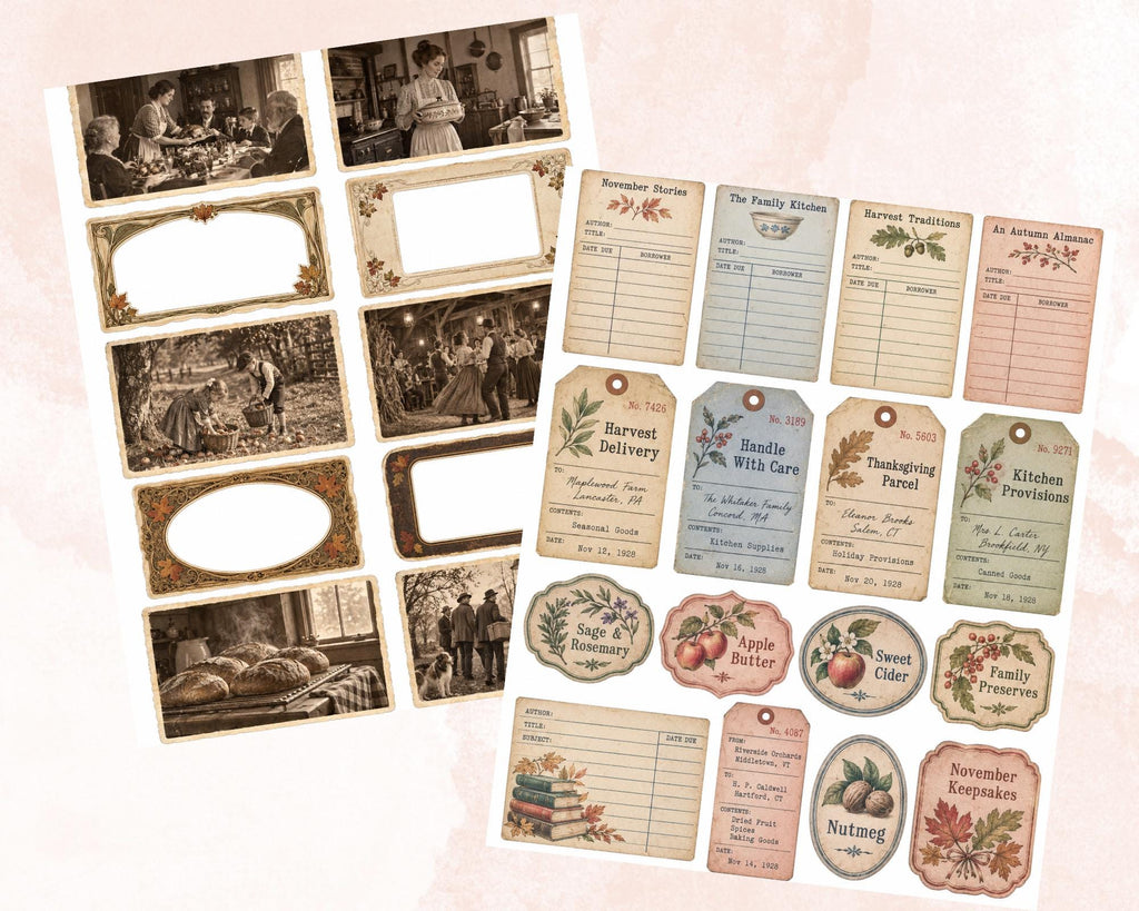 Thanksgiving Ephemera Pack – 161 Printable Harvest Pieces for Junk Journal