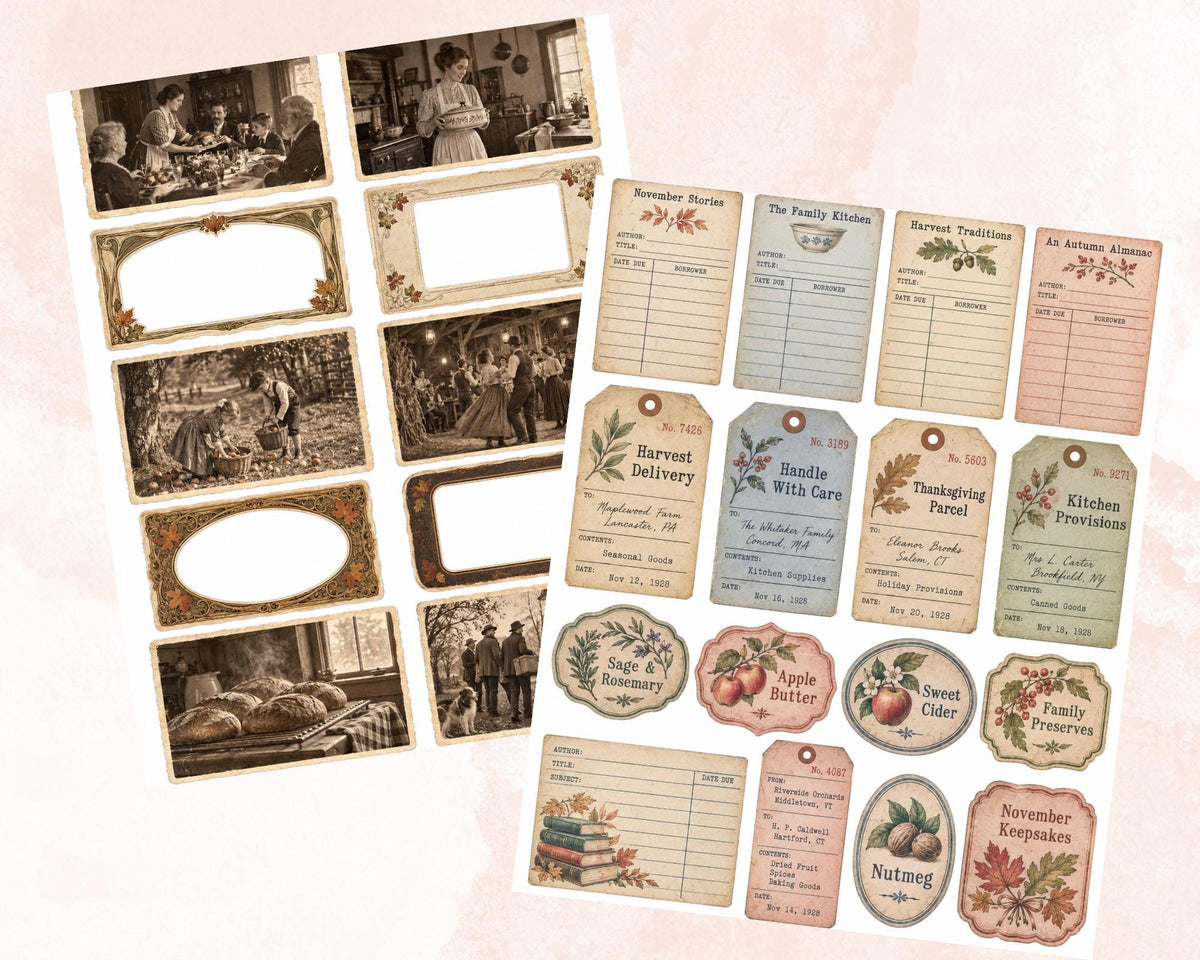 Thanksgiving Ephemera Pack – 161 Printable Harvest Pieces for Junk Journal