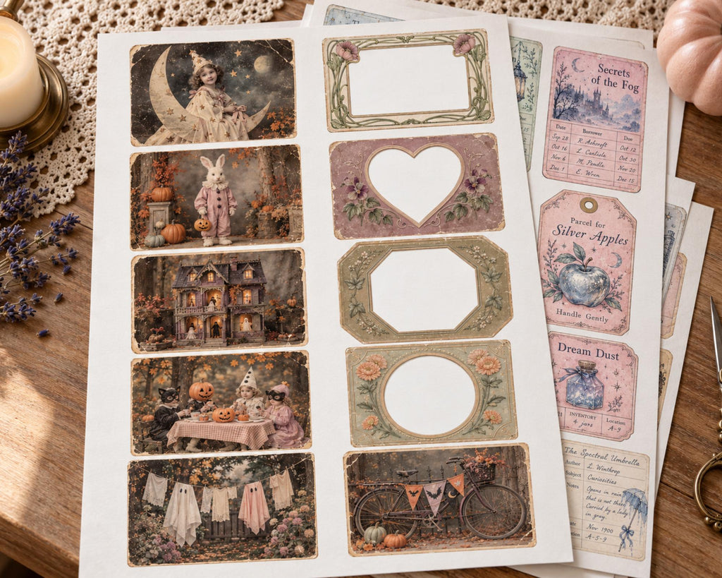 Pastel Halloween Ephemera Pack – 161 Printable Spooky Pieces for Junk Journal
