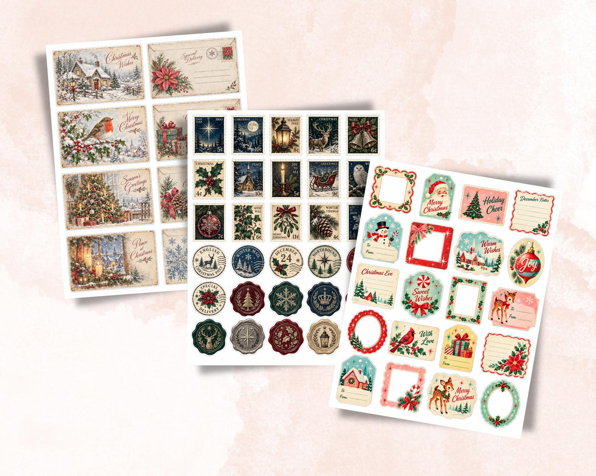Christmas Ephemera Pack – 161 Printable Vintage Holiday Pieces for Junk Journal