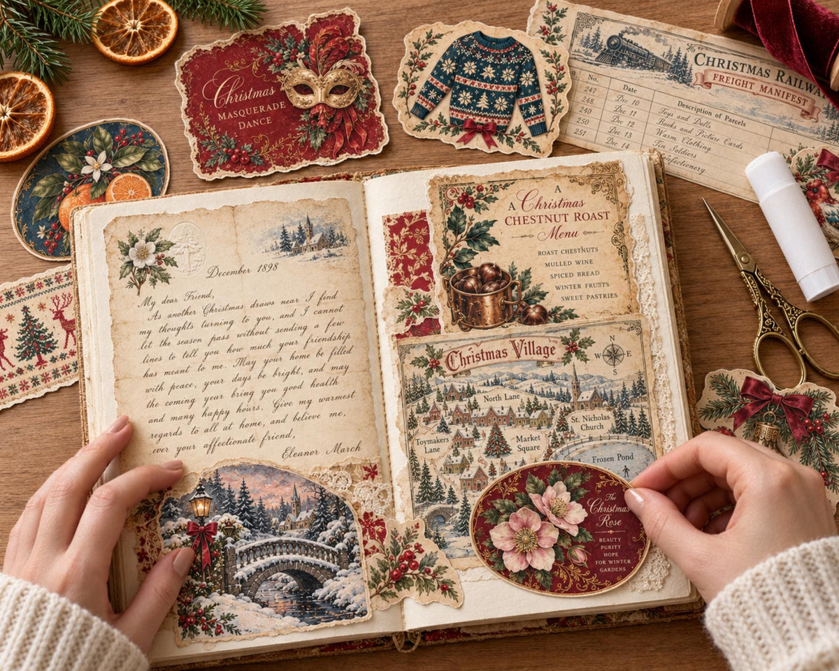 Christmas Ephemera Pack – 161 Printable Vintage Holiday Pieces for Junk Journal