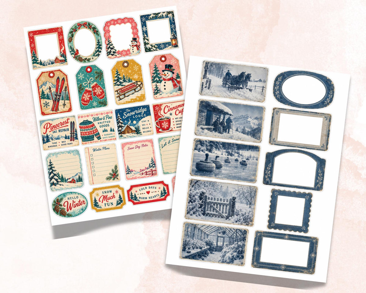 Winter Ephemera Pack – 161 Printable Vintage Snowy Pieces for Junk Journal
