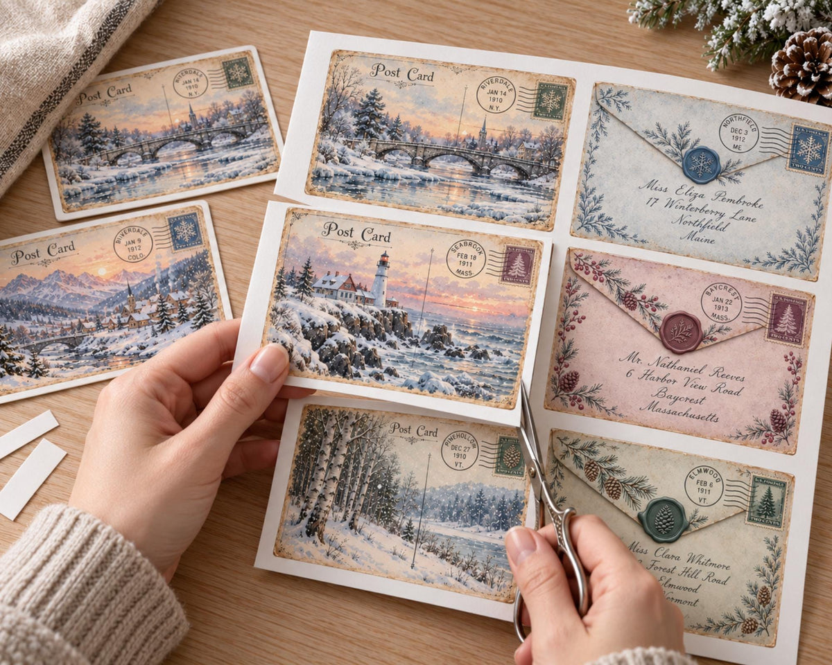 Winter Ephemera Pack – 161 Printable Vintage Snowy Pieces for Junk Journal