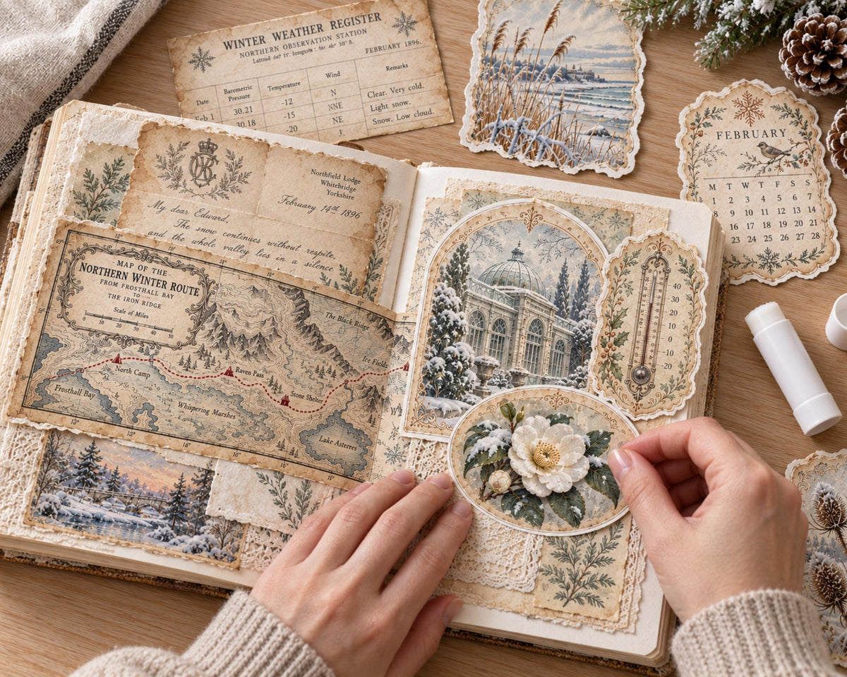 Winter Ephemera Pack – 161 Printable Vintage Snowy Pieces for Junk Journal