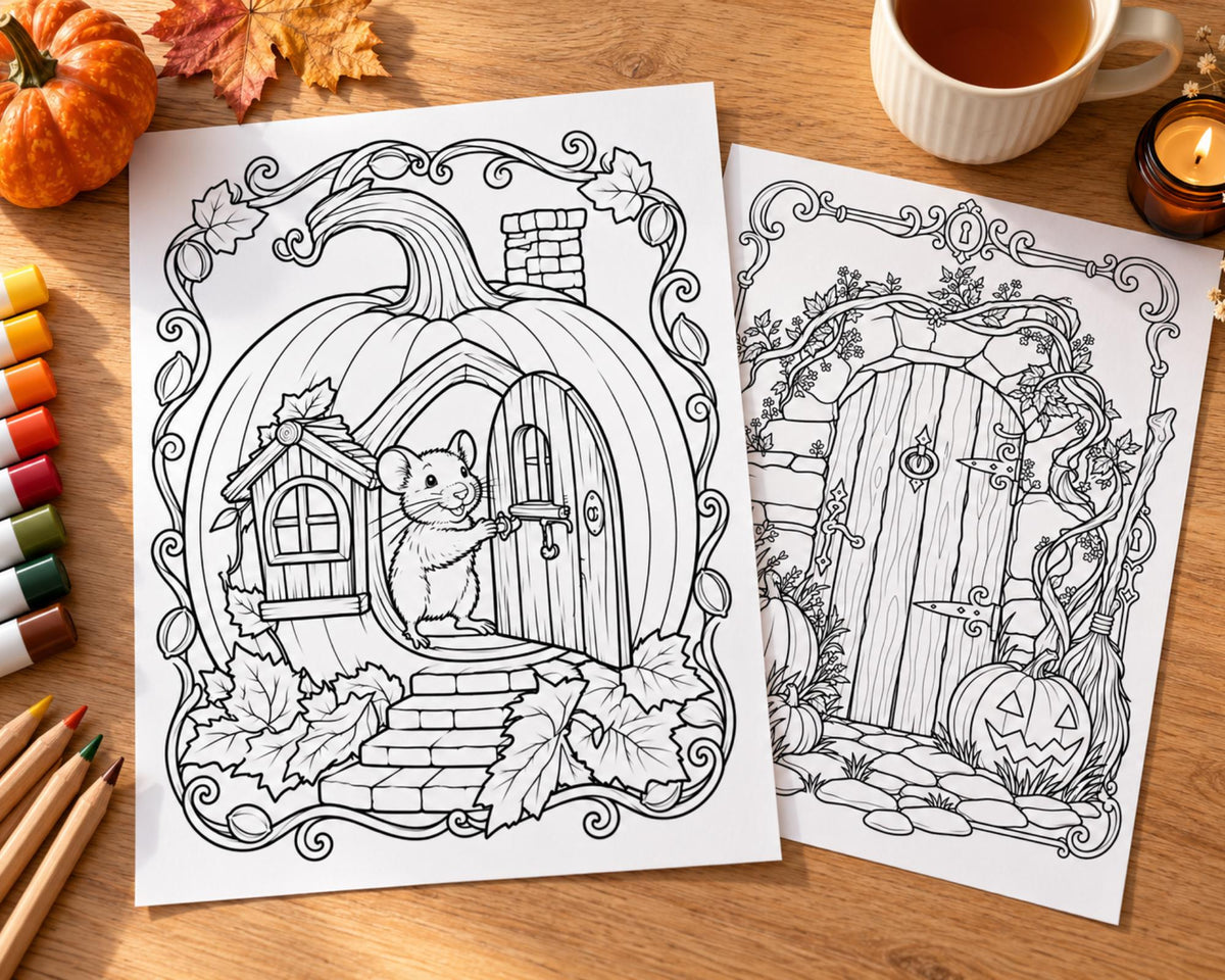 Autumn Houses Coloring Pages 3