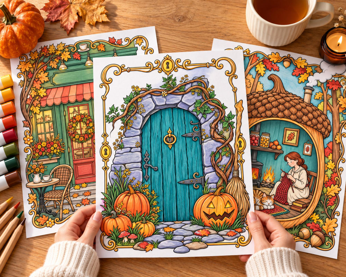 Autumn Houses Coloring Pages 4