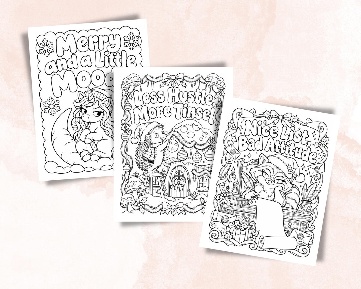 Sassy Christmas Coloring Pages Set 1 7