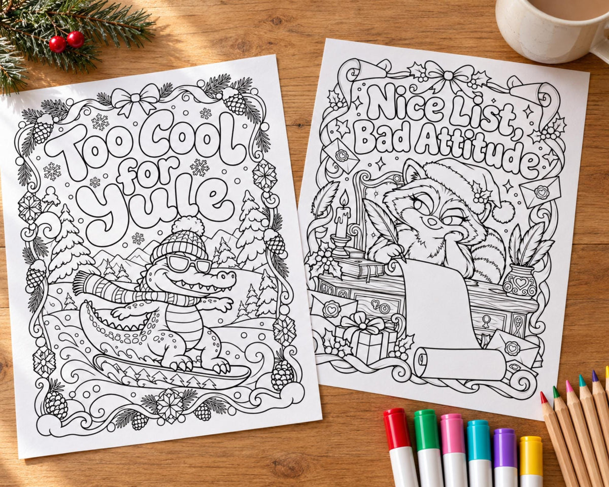 Sassy Christmas Coloring Pages Set 1 3